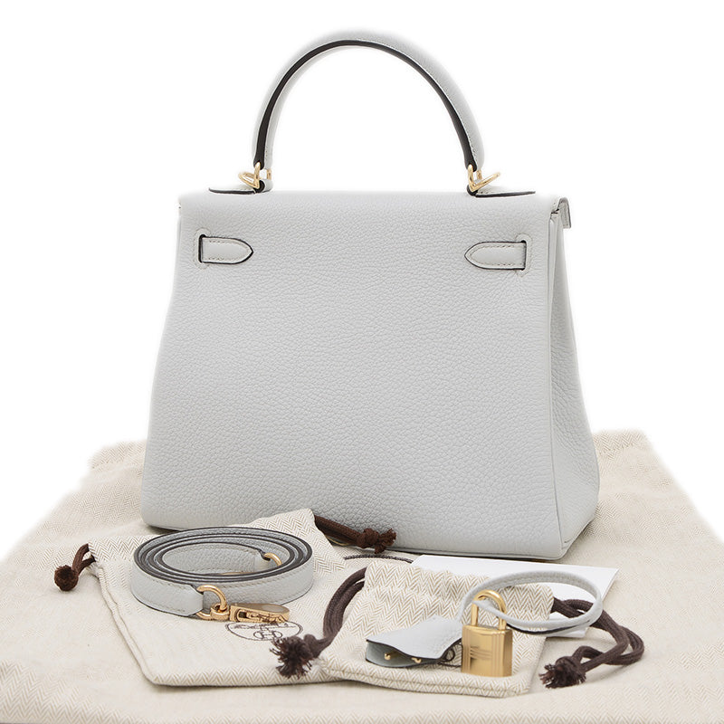 ケリー25 トゴ グリプラチナ パーマブラス金具 W刻印 ハンドバッグ