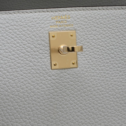 ケリー25 トゴ グリプラチナ パーマブラス金具 W刻印 ハンドバッグ