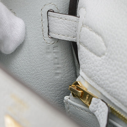 ケリー25 トゴ グリプラチナ パーマブラス金具 W刻印 ハンドバッグ