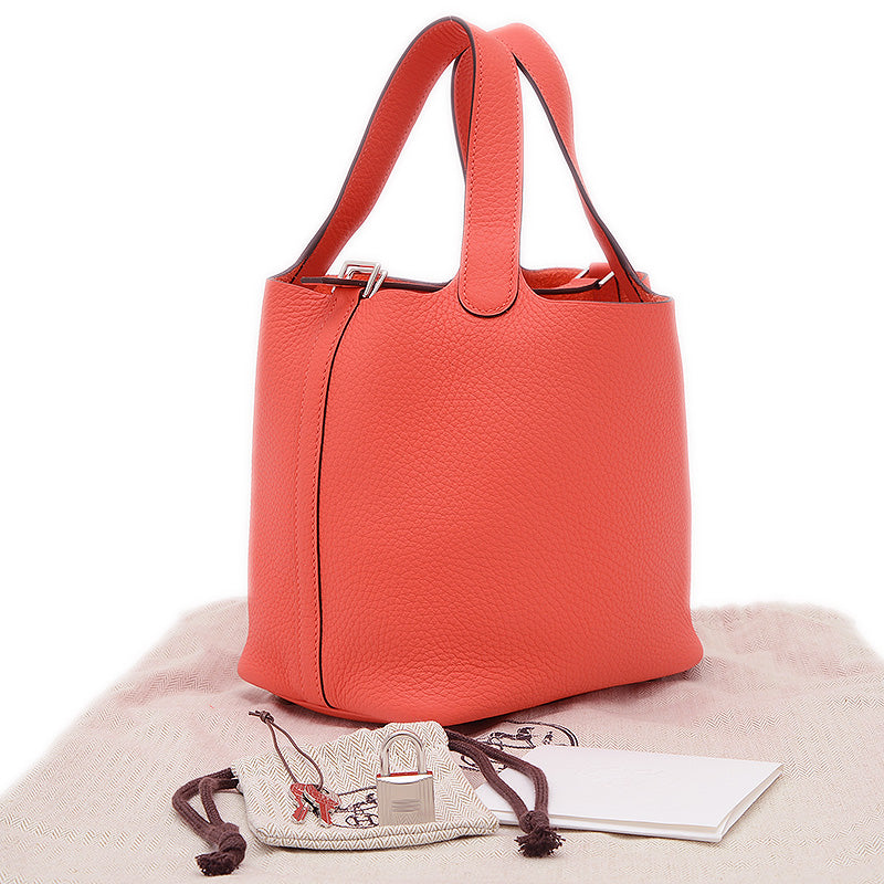 ピコタンロック PM 18 オレンジフィールド シルバー金具 W刻印 ハンドバッグ