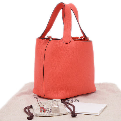 ピコタンロック PM 18 オレンジフィールド シルバー金具 W刻印 ハンドバッグ