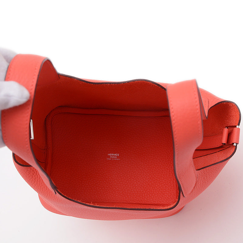 ピコタンロック PM 18 オレンジフィールド シルバー金具 W刻印 ハンドバッグ