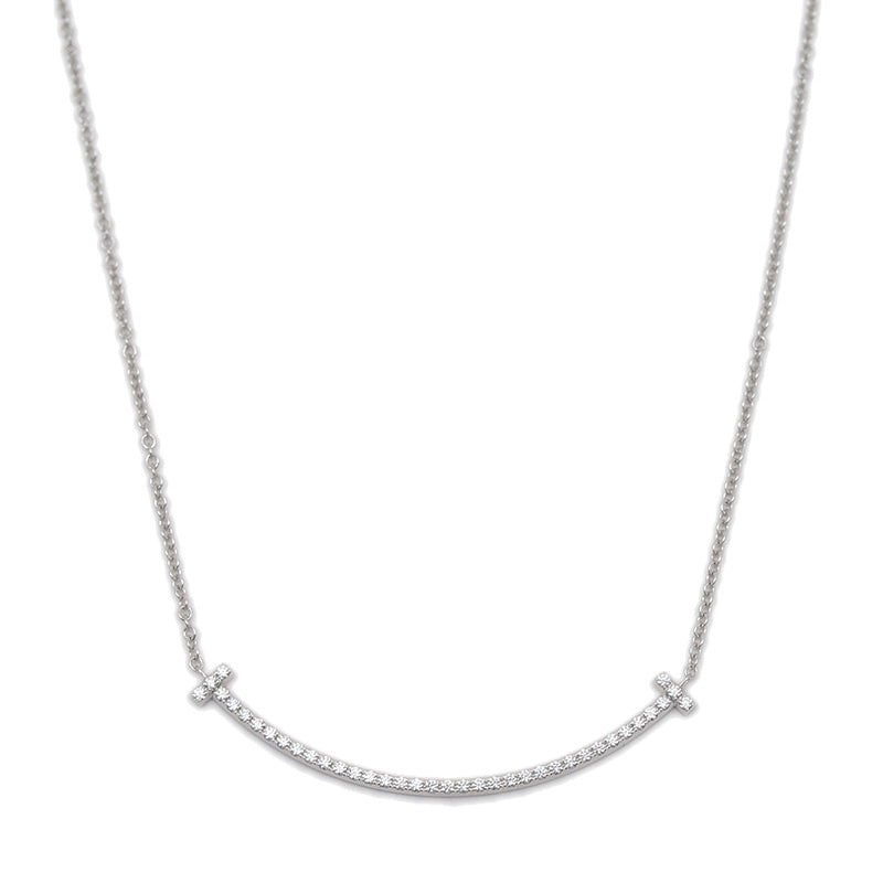 Tスマイル ペンダント ネックレス スモール K18WG/ダイヤモンド ネックレス