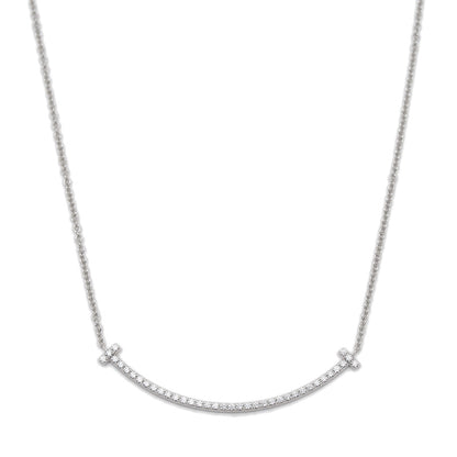 Tスマイル ペンダント ネックレス スモール K18WG/ダイヤモンド ネックレス