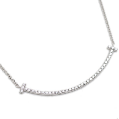 Tスマイル ペンダント ネックレス スモール K18WG/ダイヤモンド ネックレス