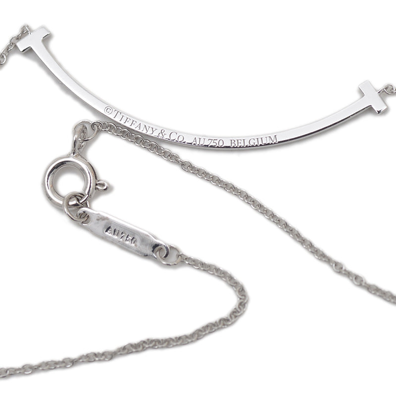 Tスマイル ペンダント ネックレス スモール K18WG/ダイヤモンド ネックレス