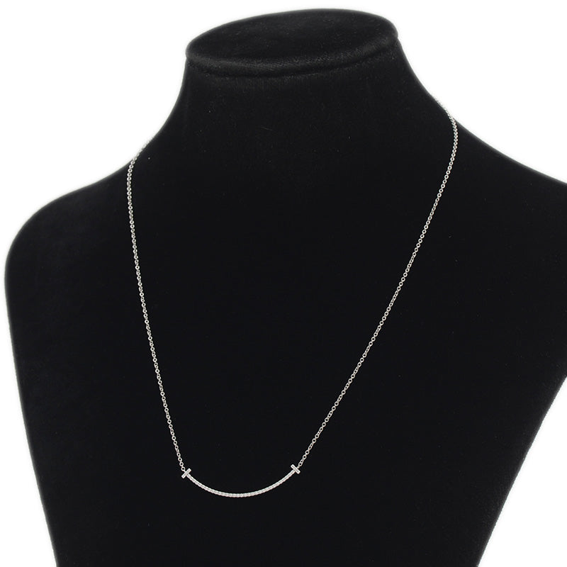 Tスマイル ペンダント ネックレス スモール K18WG/ダイヤモンド ネックレス