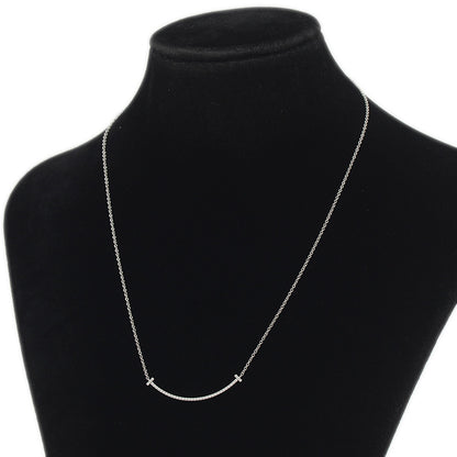 Tスマイル ペンダント ネックレス スモール K18WG/ダイヤモンド ネックレス