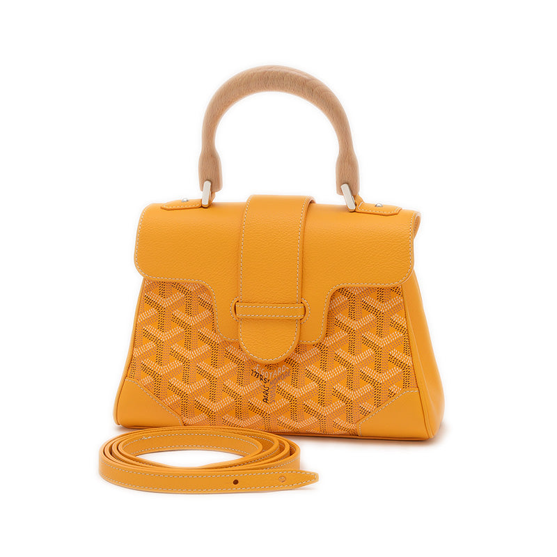 サイゴン ミニ ソフトバッグ 2WAY ゴヤールディンキャンバス イエロー ハンドバッグ