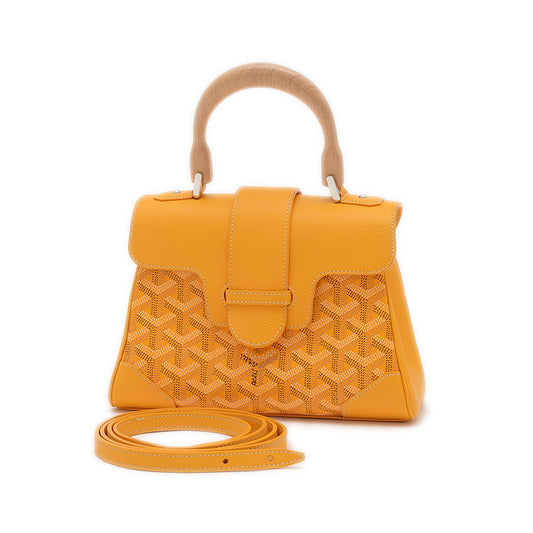 サイゴン ミニ ソフトバッグ 2WAY ゴヤールディンキャンバス イエロー ハンドバッグ