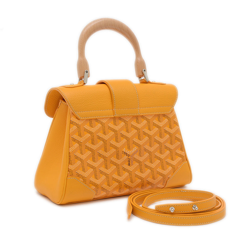 サイゴン ミニ ソフトバッグ 2WAY ゴヤールディンキャンバス イエロー ハンドバッグ