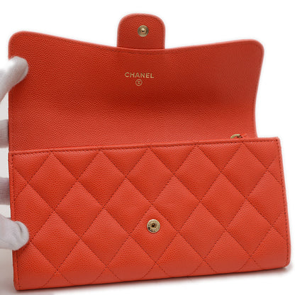 マトラッセ ロングフラップウォレット 長財布 キャビア オレンジ ゴールド金具 AP0241 長財布
