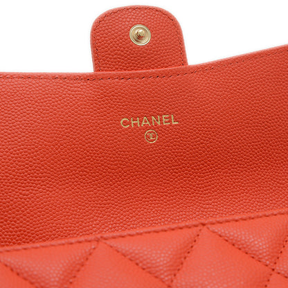 マトラッセ ロングフラップウォレット 長財布 キャビア オレンジ ゴールド金具 AP0241 長財布