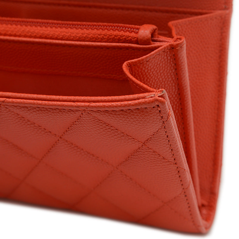 マトラッセ ロングフラップウォレット 長財布 キャビア オレンジ ゴールド金具 AP0241 長財布