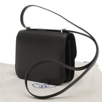 コンスタンス ミニ 18 クルーテ ミロワール ボックスカーフ ブラック シルバー金具 ショルダーバッグ