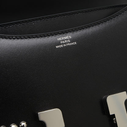 コンスタンス ミニ 18 クルーテ ミロワール ボックスカーフ ブラック シルバー金具 ショルダーバッグ