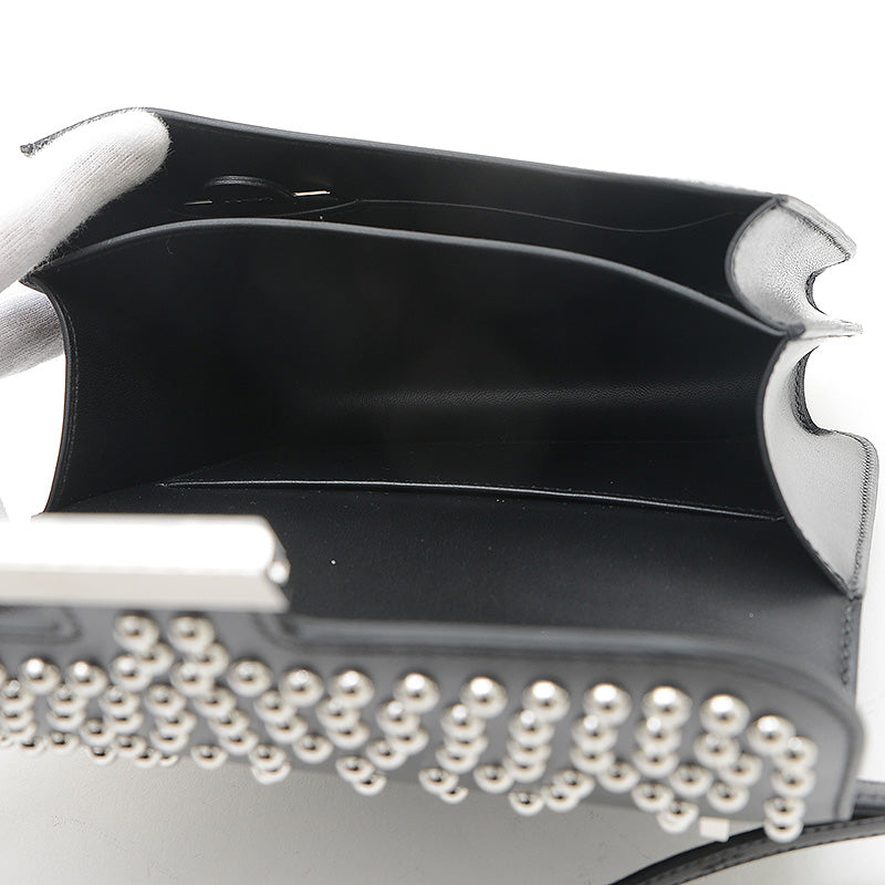 コンスタンス ミニ 18 クルーテ ミロワール ボックスカーフ ブラック シルバー金具 ショルダーバッグ