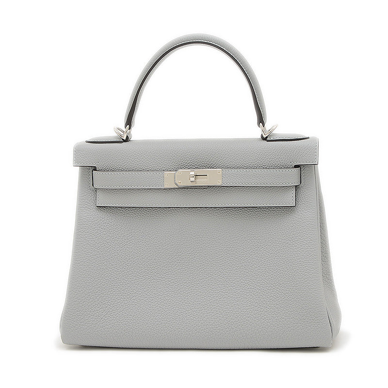 ケリー28 内縫い トゴ ブルーグラシエ シルバー金具 W刻印 ハンドバッグ