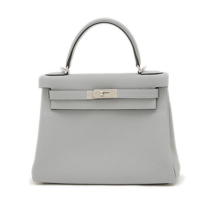 ケリー28 内縫い トゴ ブルーグラシエ シルバー金具 W刻印 ハンドバッグ