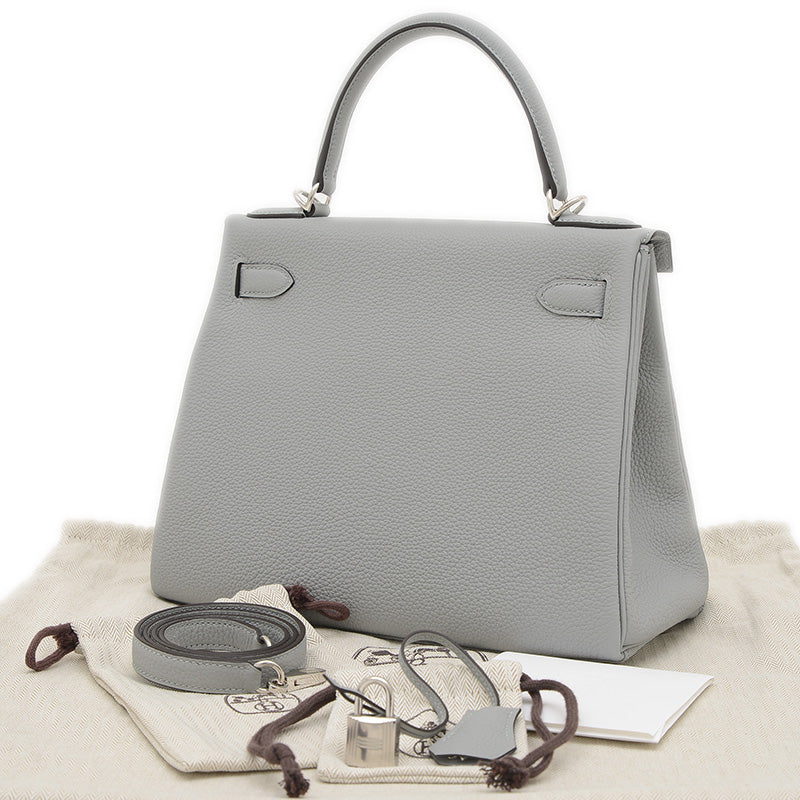 ケリー28 内縫い トゴ ブルーグラシエ シルバー金具 W刻印 ハンドバッグ