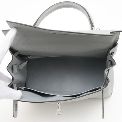 ケリー28 内縫い トゴ ブルーグラシエ シルバー金具 W刻印 ハンドバッグ