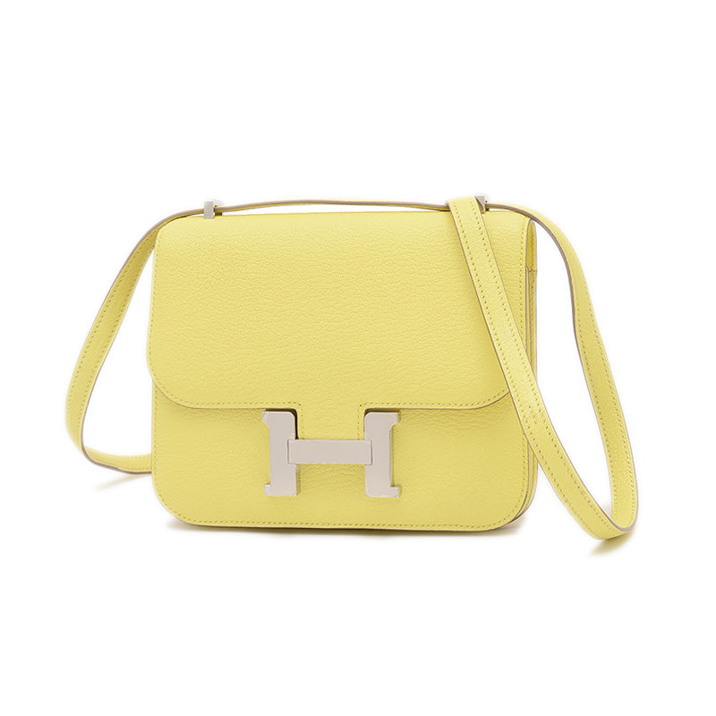 コンスタンス ミニ 18 ミロワール シェーブル リモンチェッロ シルバー金具 W刻印 ショルダーバッグ