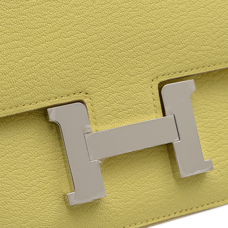 コンスタンス ミニ 18 ミロワール シェーブル リモンチェッロ シルバー金具 W刻印 ショルダーバッグ