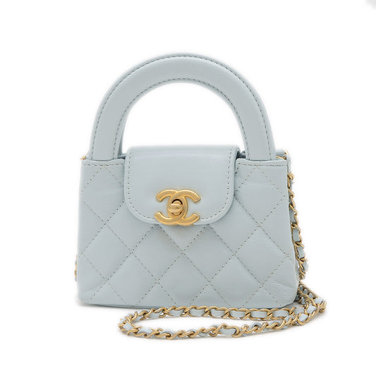 マトラッセ チェーンクラッチ 2WAYポーチ カーフスキン ブルー AP3435 ハンドバッグ