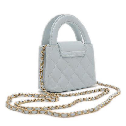 マトラッセ チェーンクラッチ 2WAYポーチ カーフスキン ブルー AP3435 ハンドバッグ