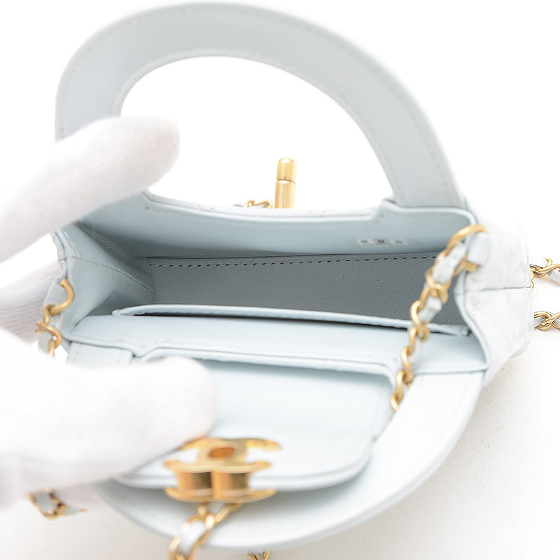 マトラッセ チェーンクラッチ 2WAYポーチ カーフスキン ブルー AP3435 ハンドバッグ