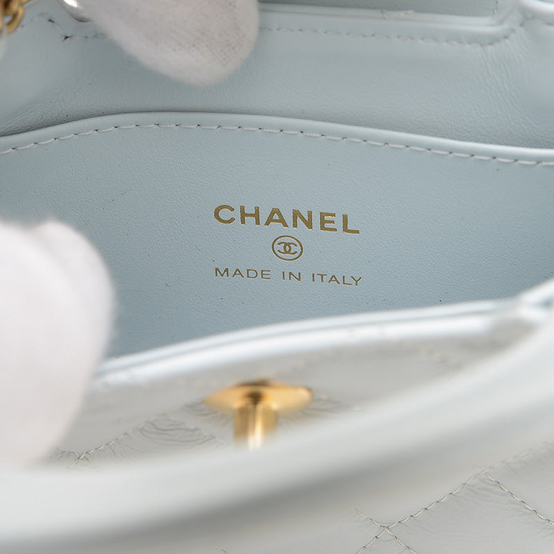 マトラッセ チェーンクラッチ 2WAYポーチ カーフスキン ブルー AP3435 ハンドバッグ