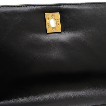 シェブロン ココハンドル フラップ 2WAYバッグ カーフスキン ブラック ゴールド金具 ハンドバッグ