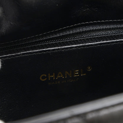 シェブロン ココハンドル フラップ 2WAYバッグ カーフスキン ブラック ゴールド金具 ハンドバッグ