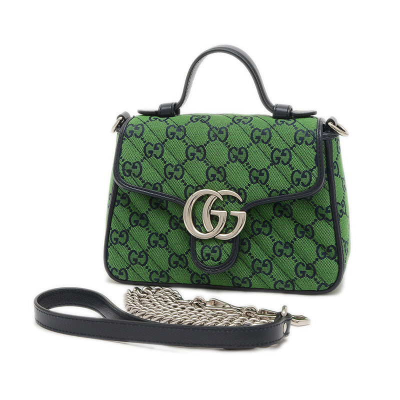 GGキャンバス スモール トップハンドル 2WAYバッグ グリーン 583571 ハンドバッグ