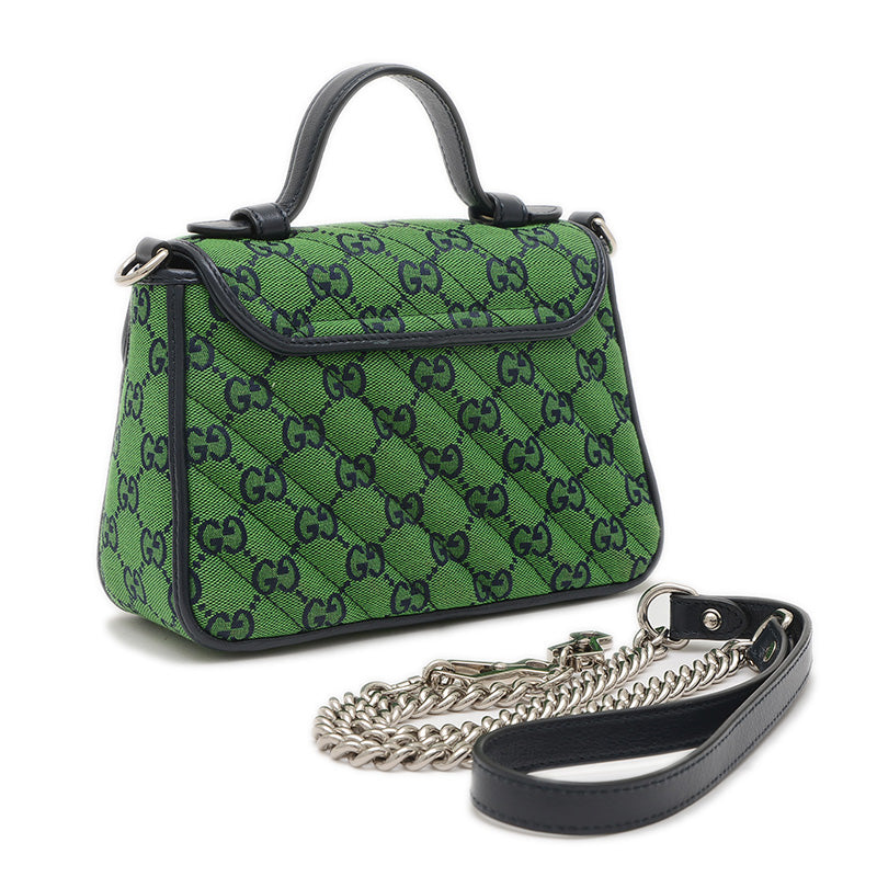 GGキャンバス スモール トップハンドル 2WAYバッグ グリーン 583571 ハンドバッグ