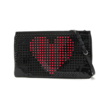 ルビポッシュ バレンタイン 2WAYバッグ スタッズ パテントレザー ブラック/ピンク ショルダーバッグ