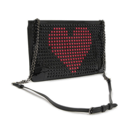 ルビポッシュ バレンタイン 2WAYバッグ スタッズ パテントレザー ブラック/ピンク ショルダーバッグ