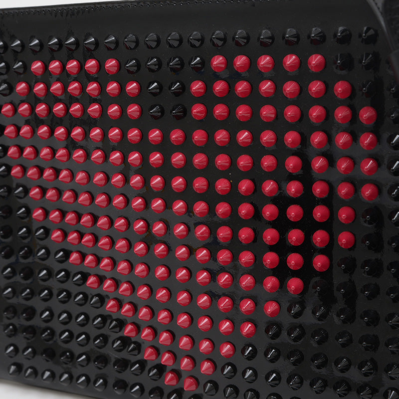 ルビポッシュ バレンタイン 2WAYバッグ スタッズ パテントレザー ブラック/ピンク ショルダーバッグ