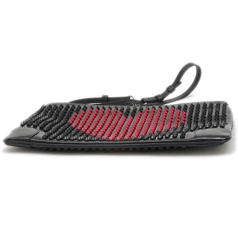 ルビポッシュ バレンタイン 2WAYバッグ スタッズ パテントレザー ブラック/ピンク ショルダーバッグ