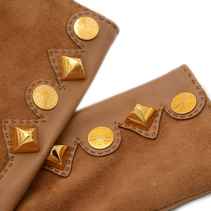 グローブ レザー スタッズ メドール ブラウン 7サイズ 手袋