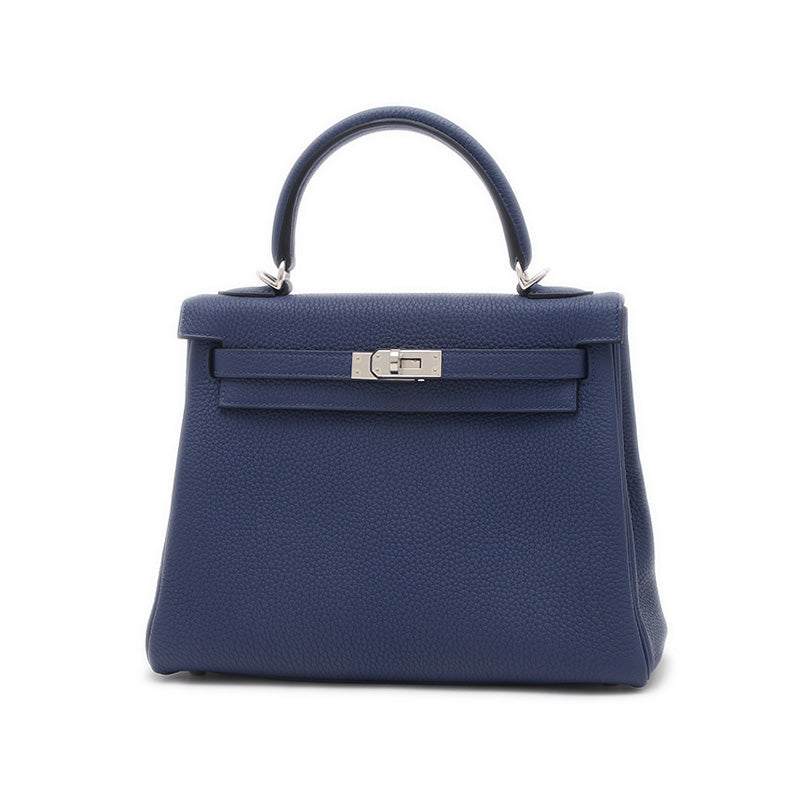 ケリー25 内縫い トゴ ブルーアンクル シルバー金具 B刻印 ハンドバッグ