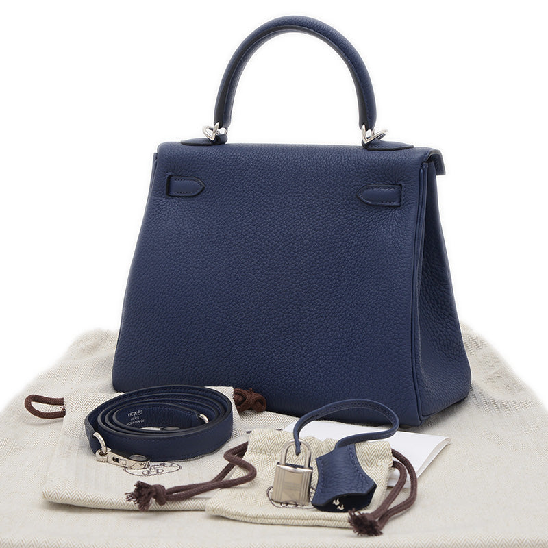 ケリー25 内縫い トゴ ブルーアンクル シルバー金具 B刻印 ハンドバッグ