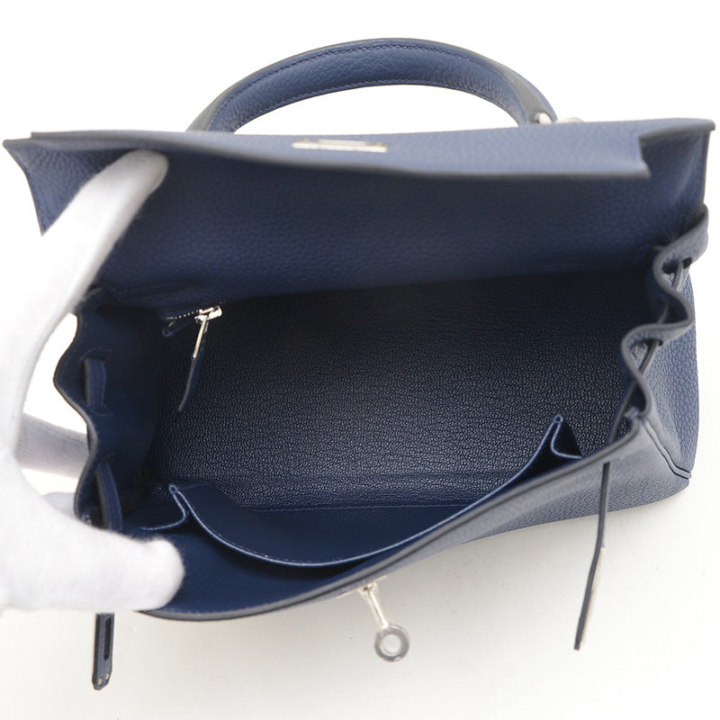 ケリー25 内縫い トゴ ブルーアンクル シルバー金具 B刻印 ハンドバッグ