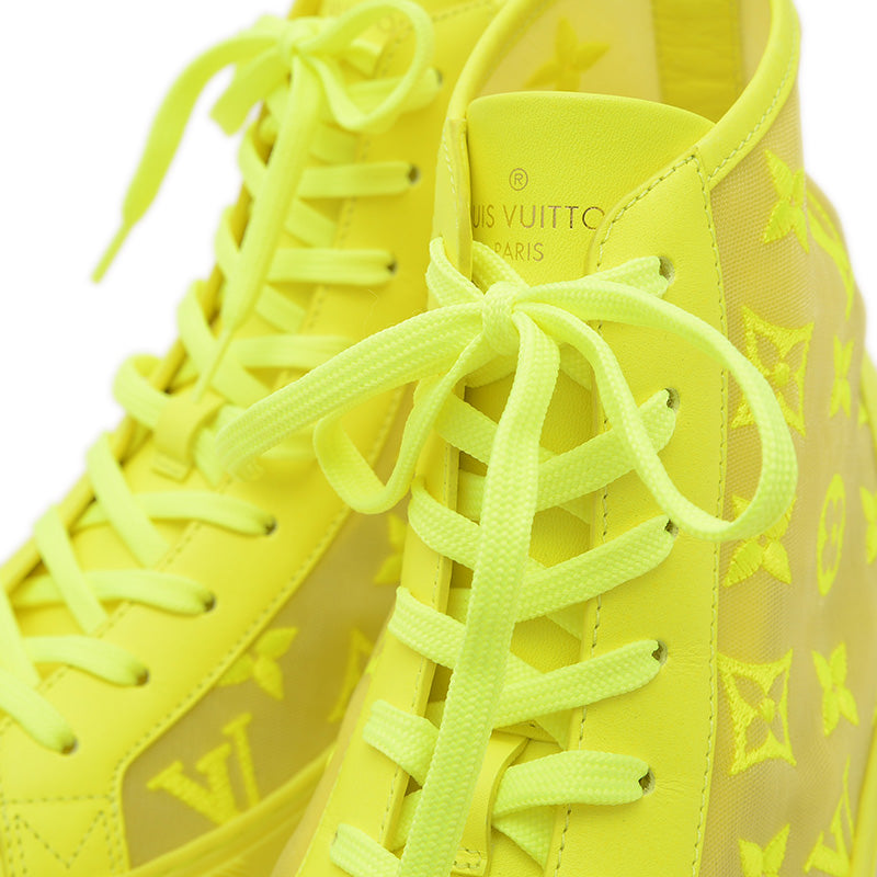 タトゥー ライン スニーカー ハイカット ナイロン イエロー メンズ 7サイズ スニーカー