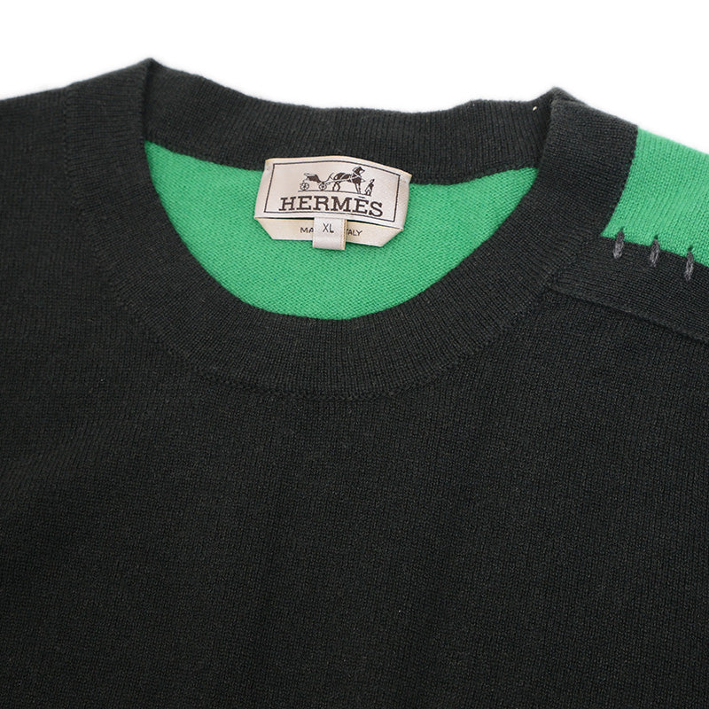 セーター カシミヤ グレー/グリーン メンズ XLサイズ ニット