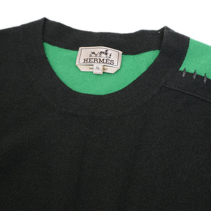 セーター カシミヤ グレー/グリーン メンズ XLサイズ ニット