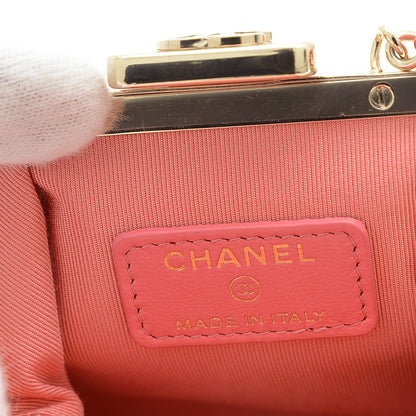 ココマーク がま口 チェーンショルダーバッグ ツイード ピンク ゴールド金具 ショルダーバッグ