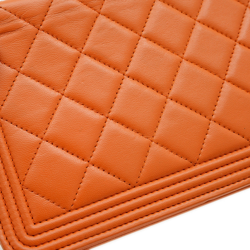 ボーイシャネル チェーンウォレット 長財布 ラムスキン オレンジ ショルダーバッグ