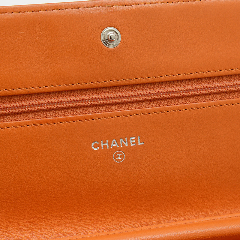ボーイシャネル チェーンウォレット 長財布 ラムスキン オレンジ ショルダーバッグ