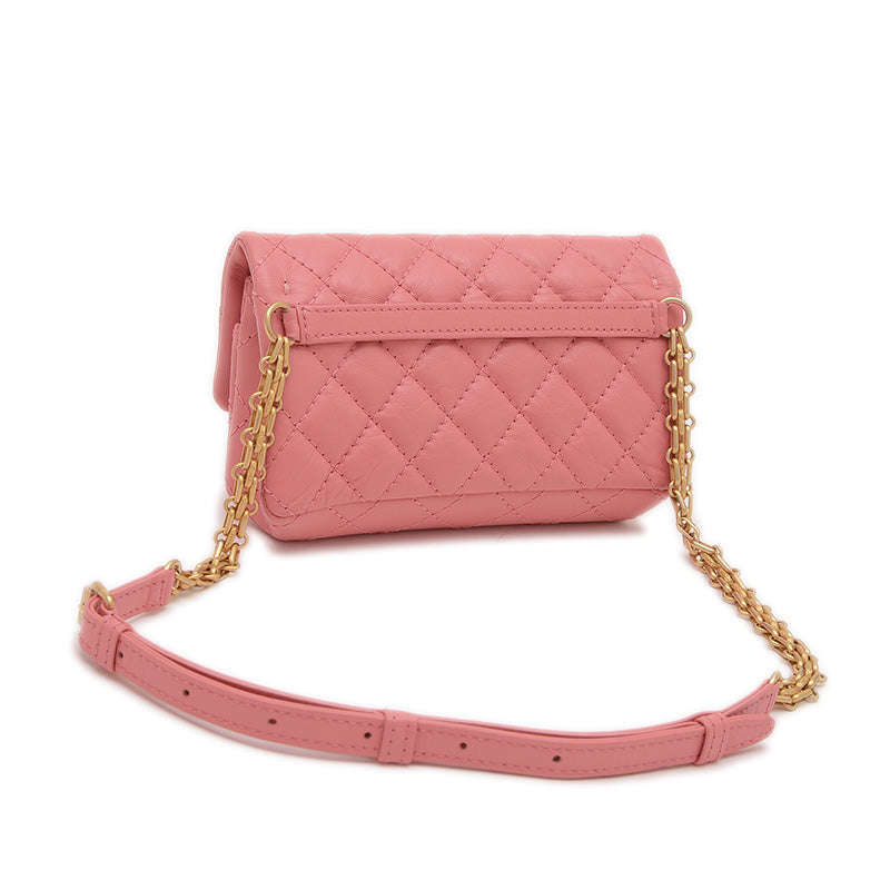 2.55 ウエストポーチ カーフスキン ピンク ゴールド金具 ソルド品 ウエストバッグ